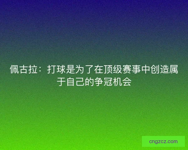 佩古拉：打球是为了在顶级赛事中创造属于自己的争冠机会